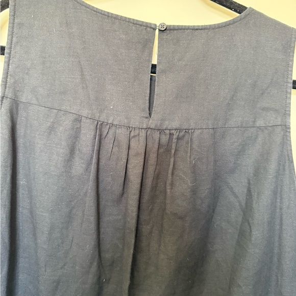 J. Crew Black Linen Blend Sleeveless Mini Dress with White Embroidery in XL - Picture 3 of 9